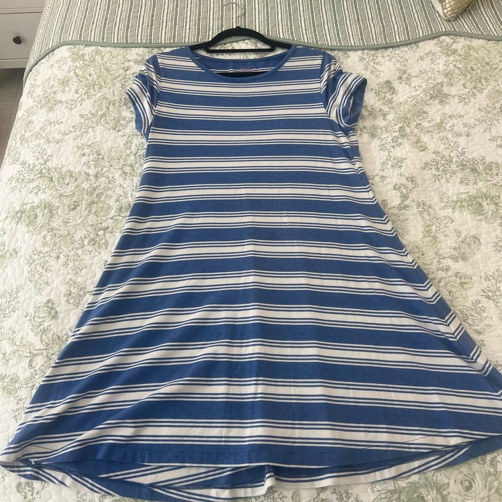 Blue and White Striped Dress